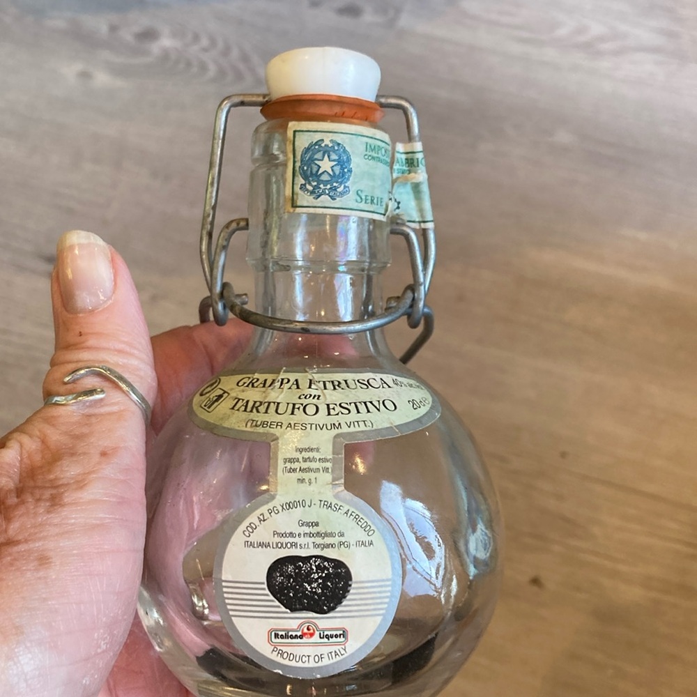 Cool vintage mini Grappa liquor runner corked bottle. Great condition